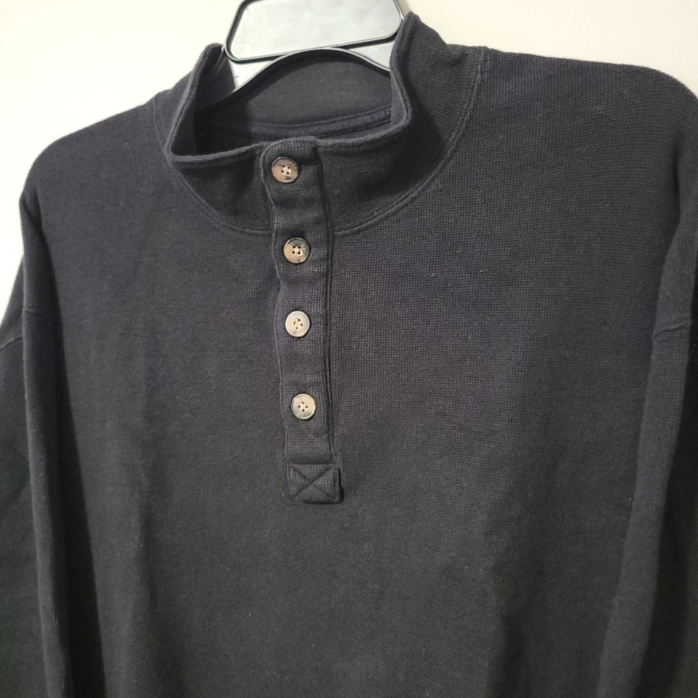 Duluth Trading Co Henley Shirt Mens XLT Black Long Sleeve Mock Neck Stretch